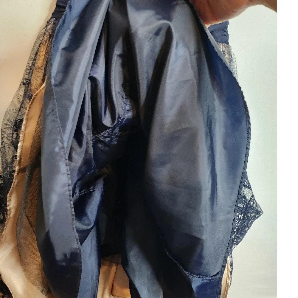 J.R. Nites by Carol‎ Lin Fit & Flare Royal Blue / Champagne Lace Skirt Dress 6 - Picture 7 of 11